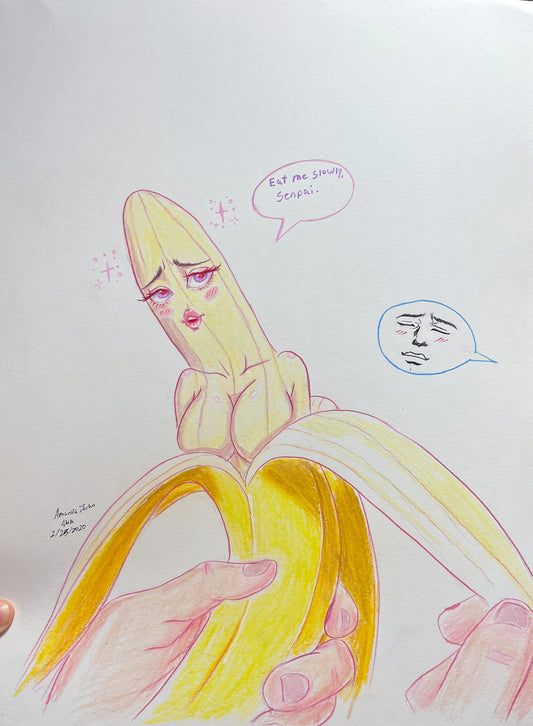 Banana-Chan Colored Pencil Drawing