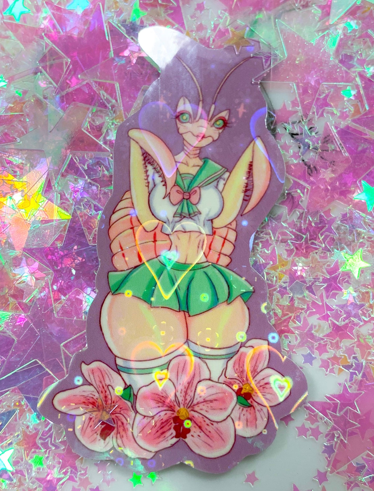 Orchid Mantis-Chan 3 Inch Sticker - Amanda Darko Artistry