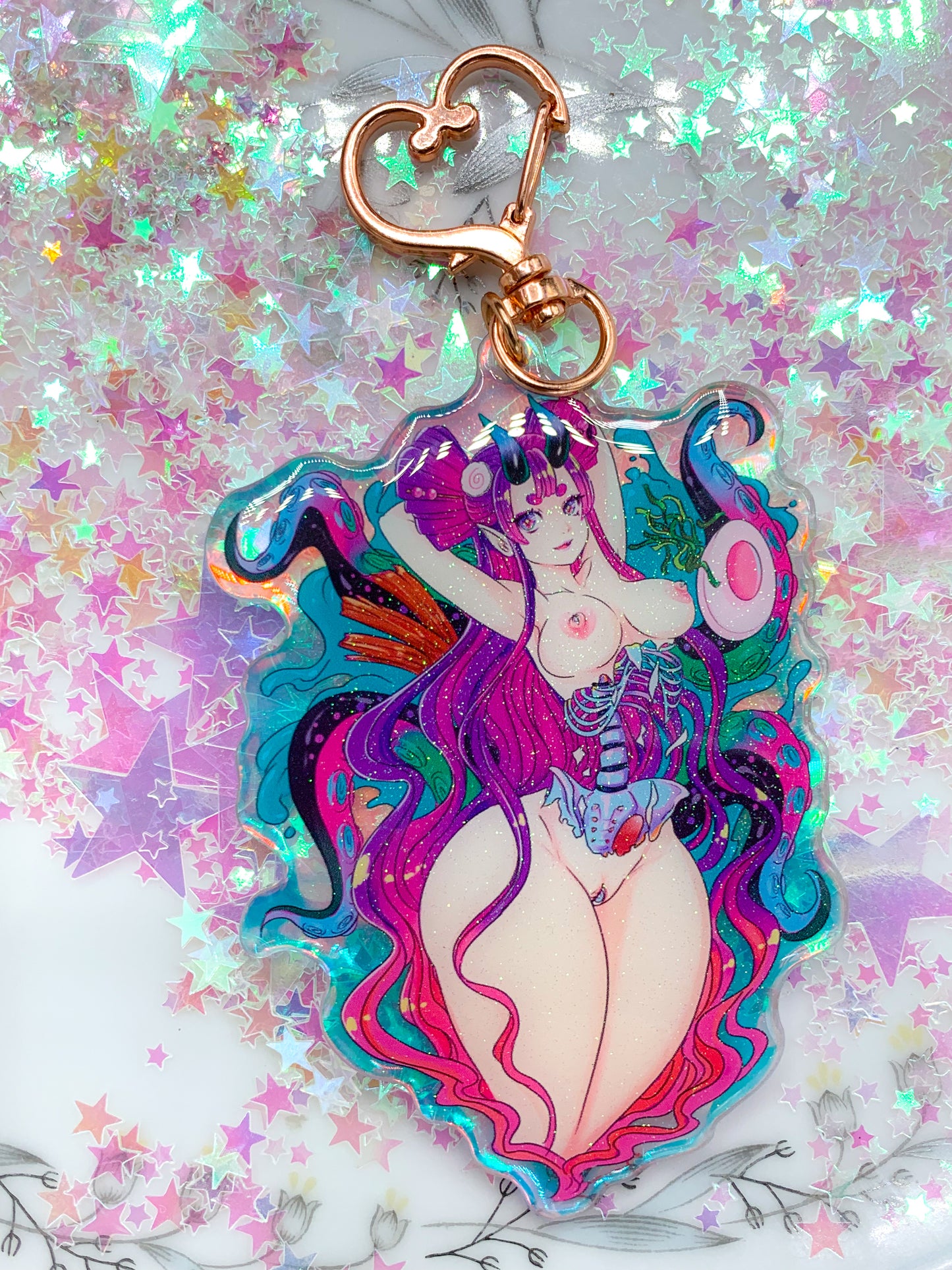 Spicy Kimchi Octopus Ramen-Chan keychain - Amanda Darko Artistry