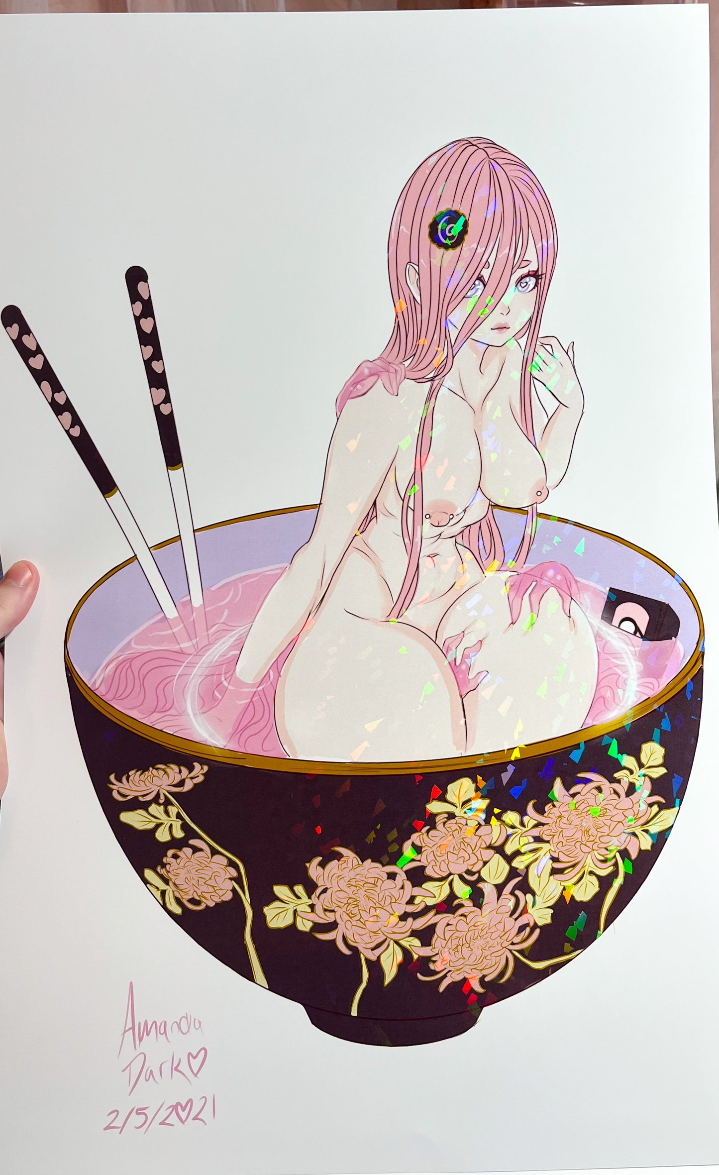 Ringu Ramen - Rosey Ringu 12x18 Print - Amanda Darko Artistry