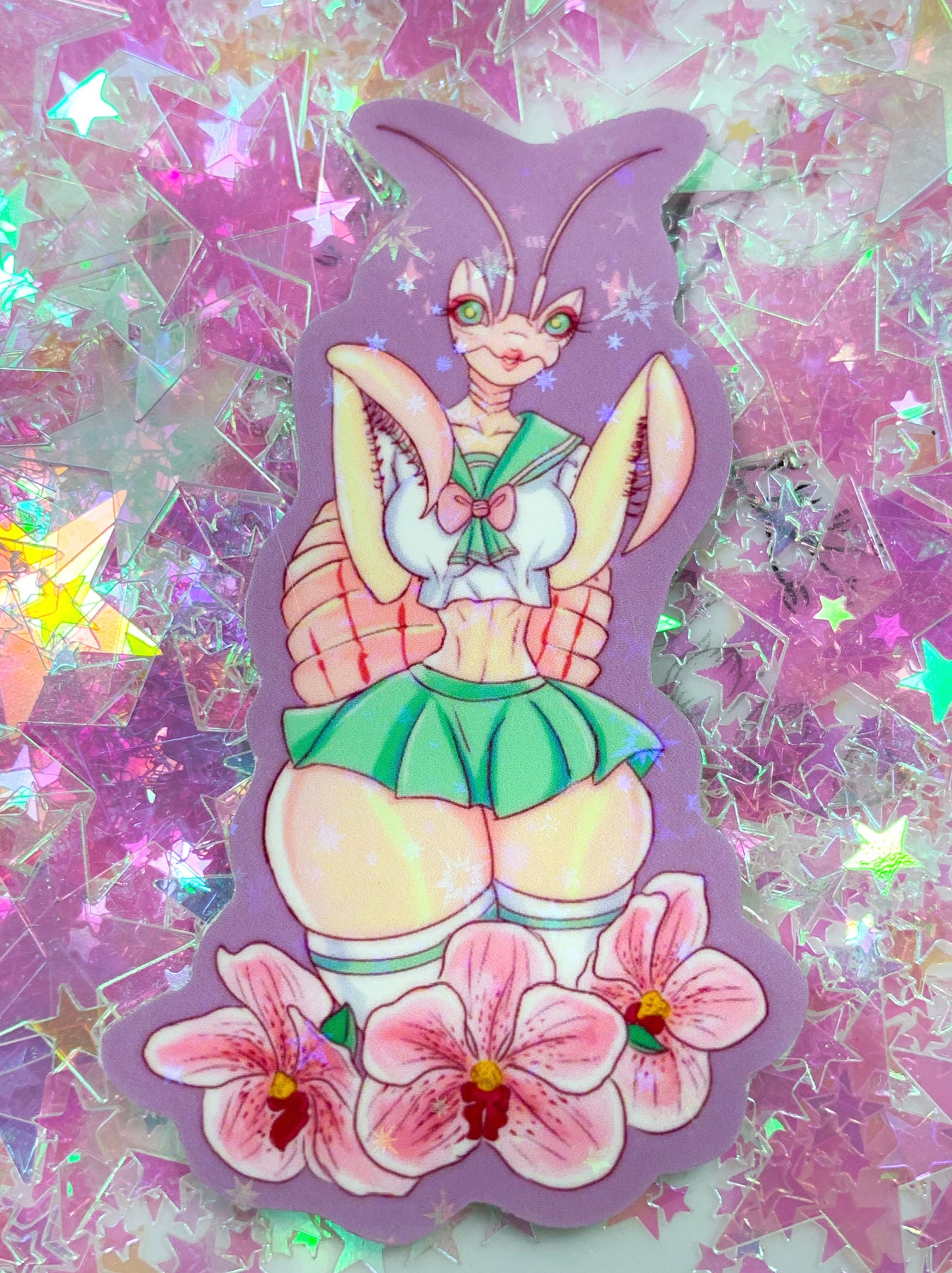 Orchid Mantis-Chan 3 Inch Sticker - Amanda Darko Artistry