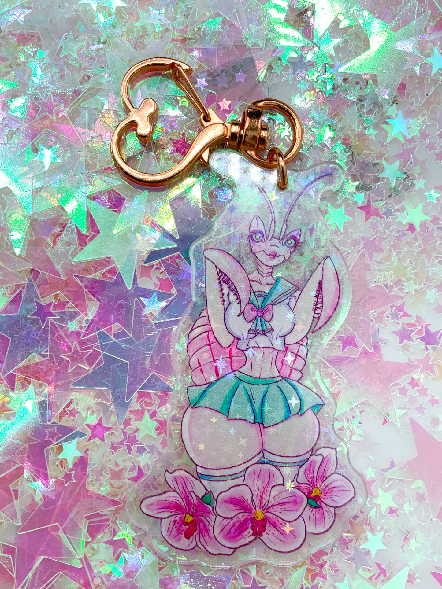 Orchid Mantis-Chan Keychain - Amanda Darko Artistry