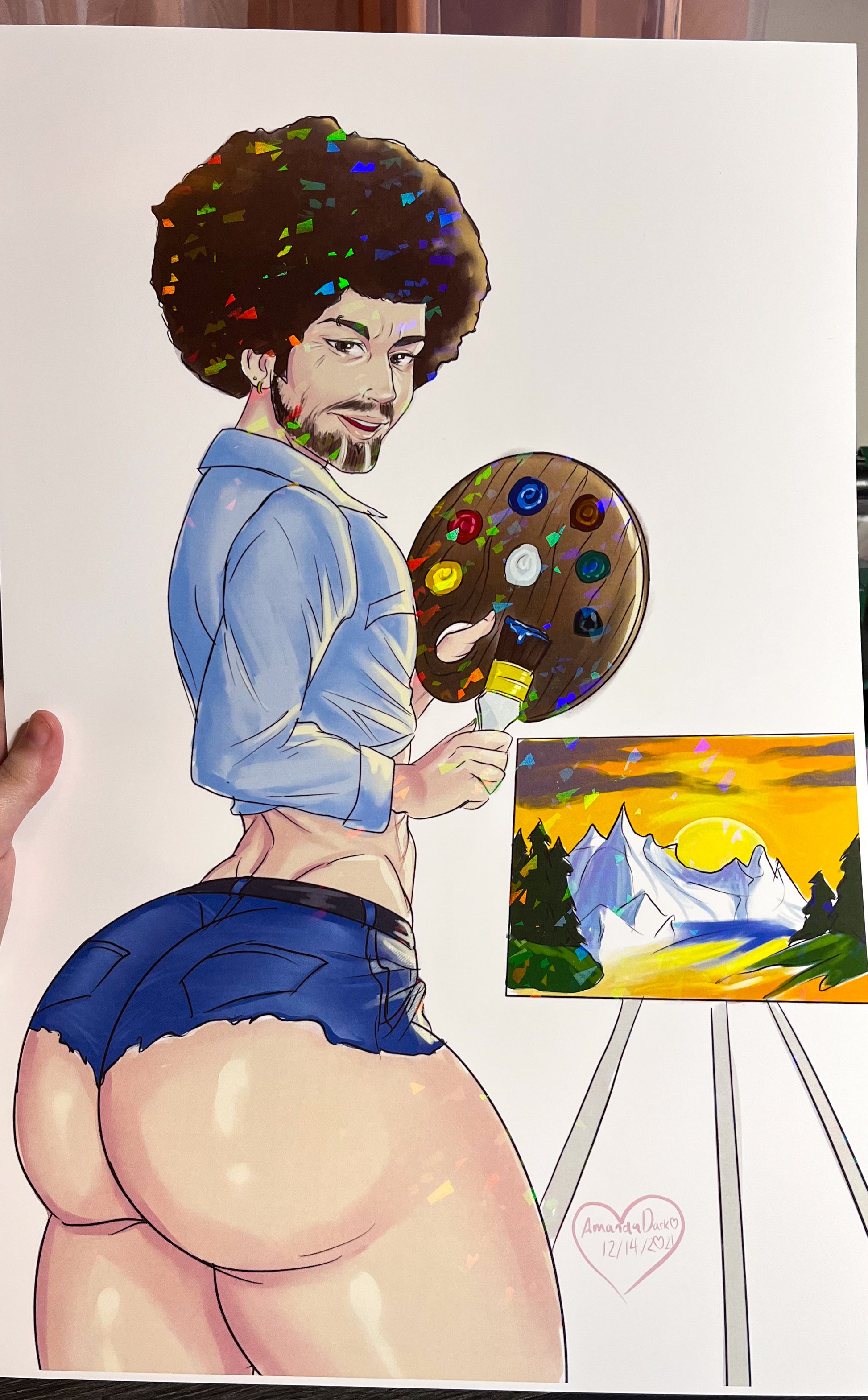 Thicc Bob Ross 12x18 Print - Amanda Darko Artistry